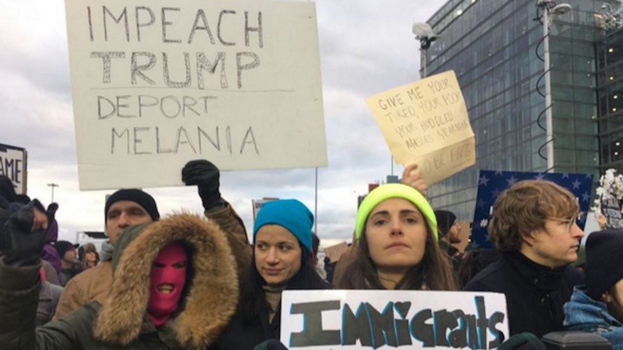 Protest at JFK Airport over Trump refugee ban