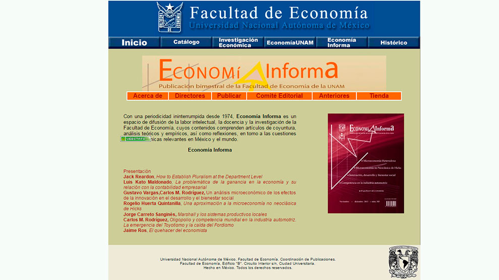 Economía Informa, revista especializada de la UNAM con reconocimiento internacional