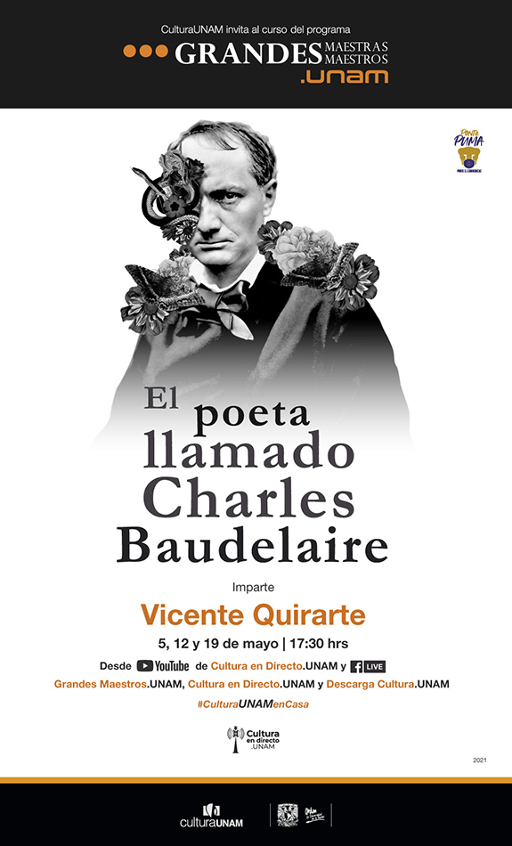 A 200 años del nacimiento de Baudelaire, Vicente Quirarte impartirá curso sobre el poeta francés.