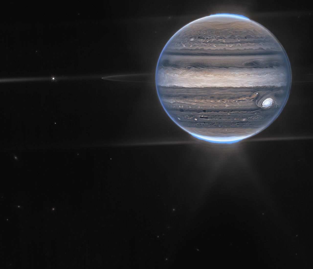 Muestra telescopio James Webb imágenes impactantes de Júpiter