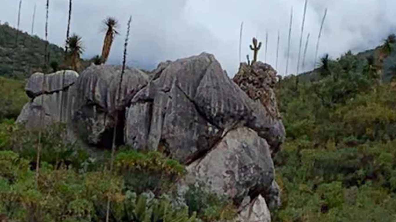 Personas gigantes “colocaron” piedra sonora y pintada, en Hidalgo