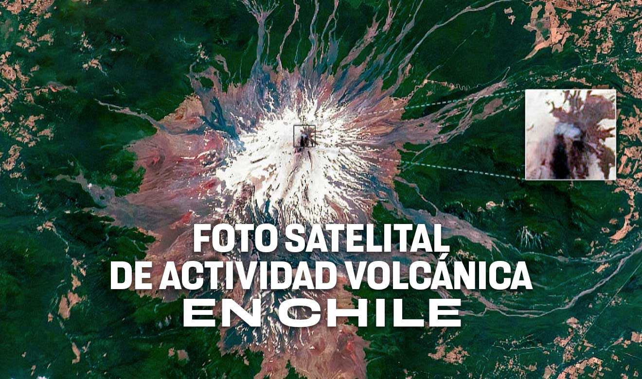Imagen del volcán Villarrica en Chile desde la Estación Espacial